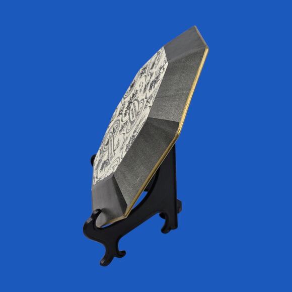 Moonlighting Interiors Vintage Art Nouveau French Decoupage Green Plate Tulip - Picture 10 of 10